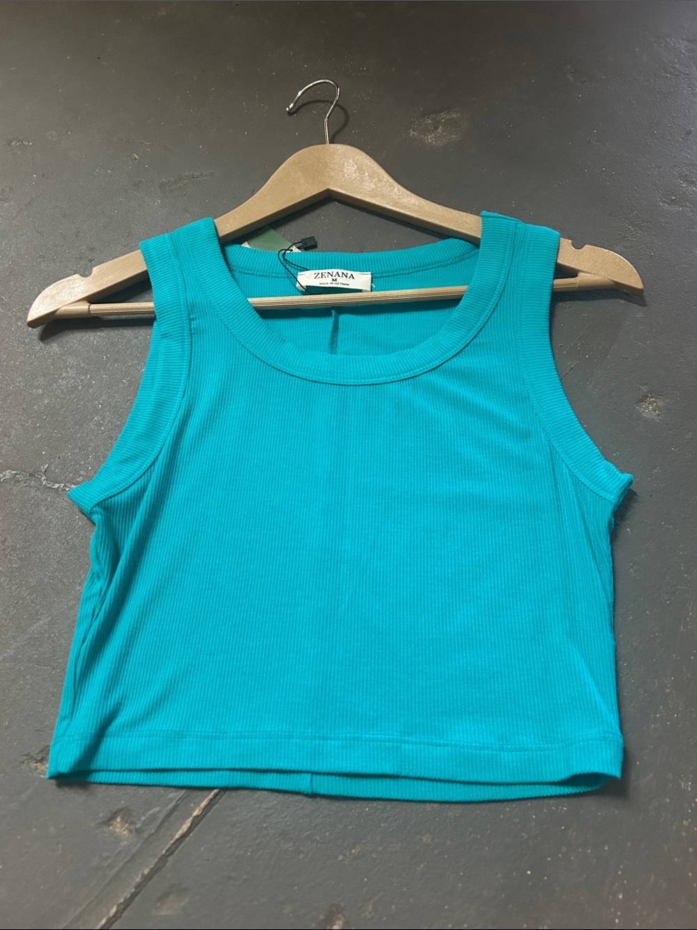 NaNa Teal Ribbed Cropped Tank